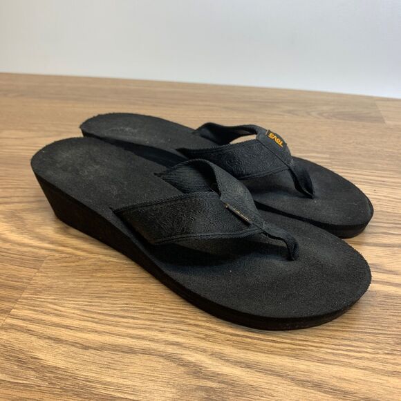 Teva Mush Mandalyn Wedge OLA 2 Black Women’s Sandal Size 10 - Picture 1 of 11